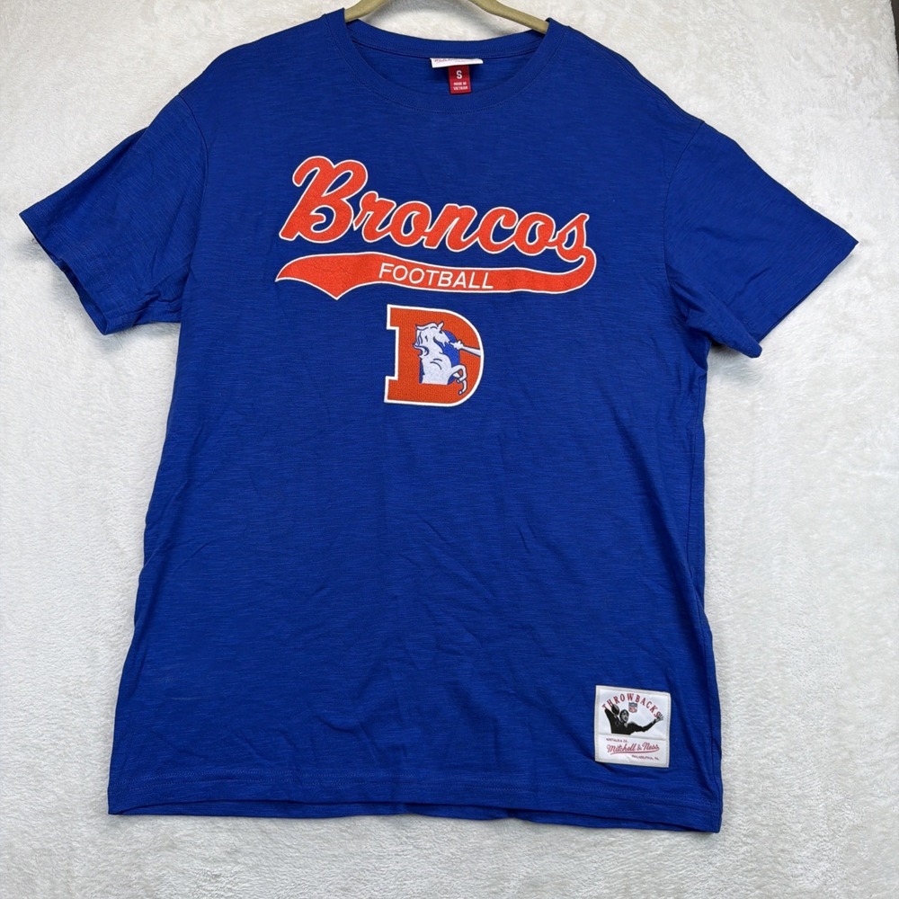 Mitchell & Ness Denver Broncos Throwback Logo T-Shirt Men's Small Blue NF